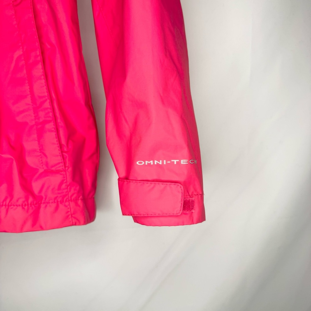 Columbia Kids Windbreaker Zip Up Hooded Rain Jacket in Pink Size Medium - Picture 4 of 6